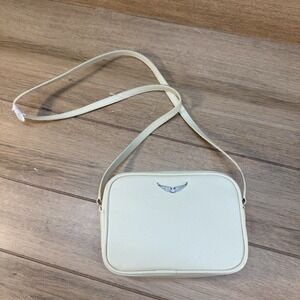 NEW‎ Zadig & Voltaire Boxy Wings Women's Grained Leather Crossbody Bag Cream XS